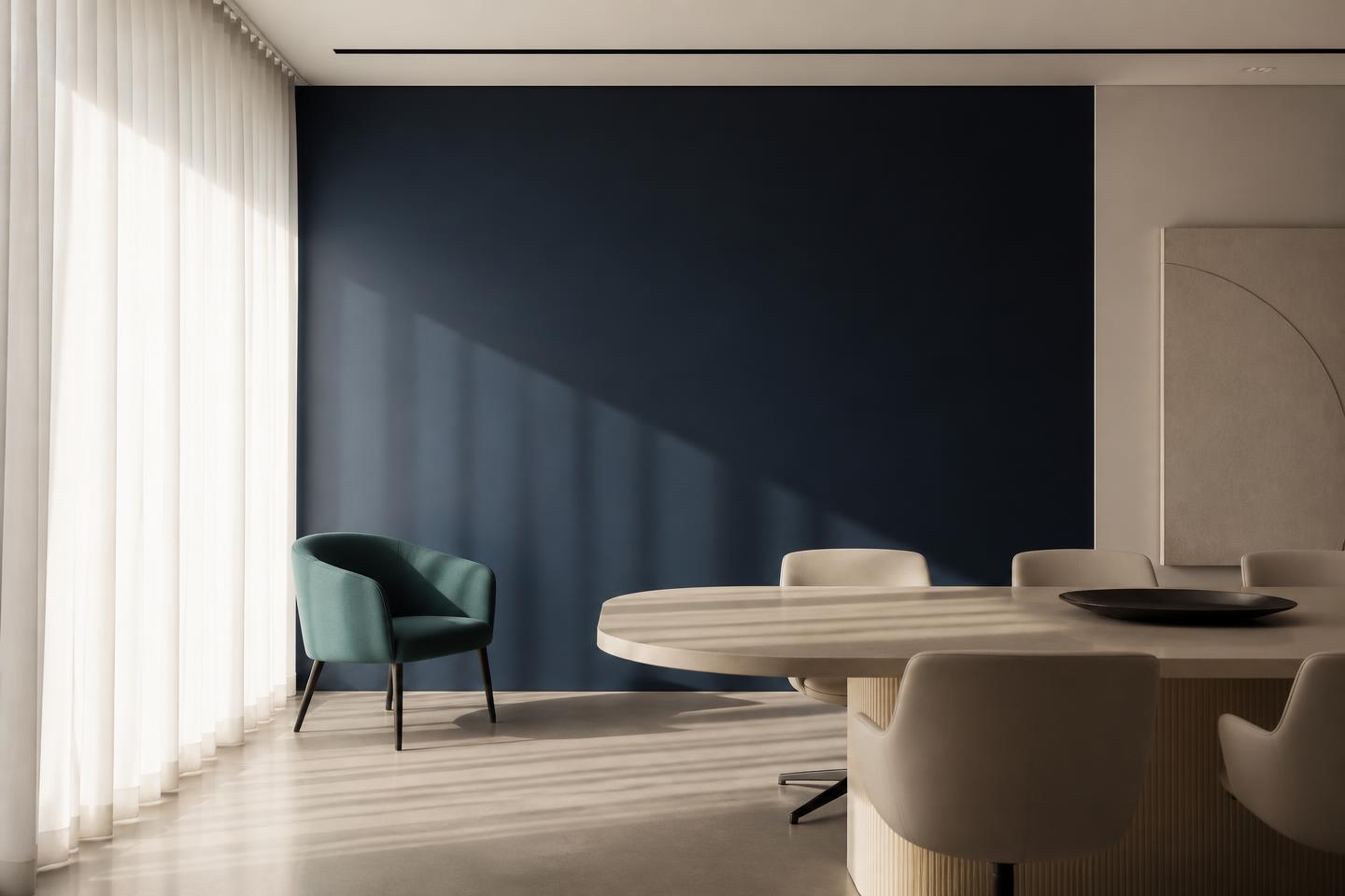 Calm modern meeting room prepared for a workshop session